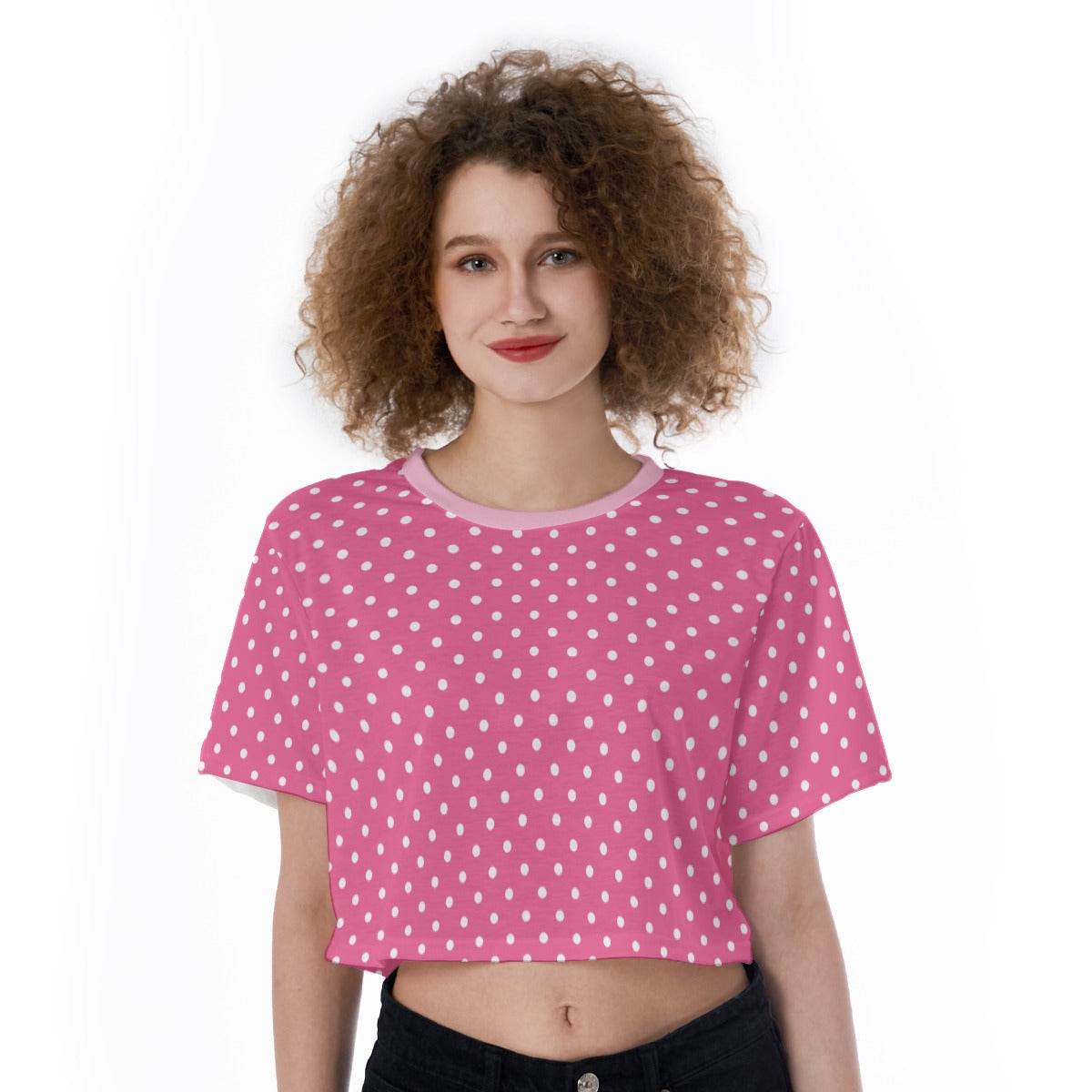 Pink Polka Dot Crop Top - Puppy's Aesthetics
