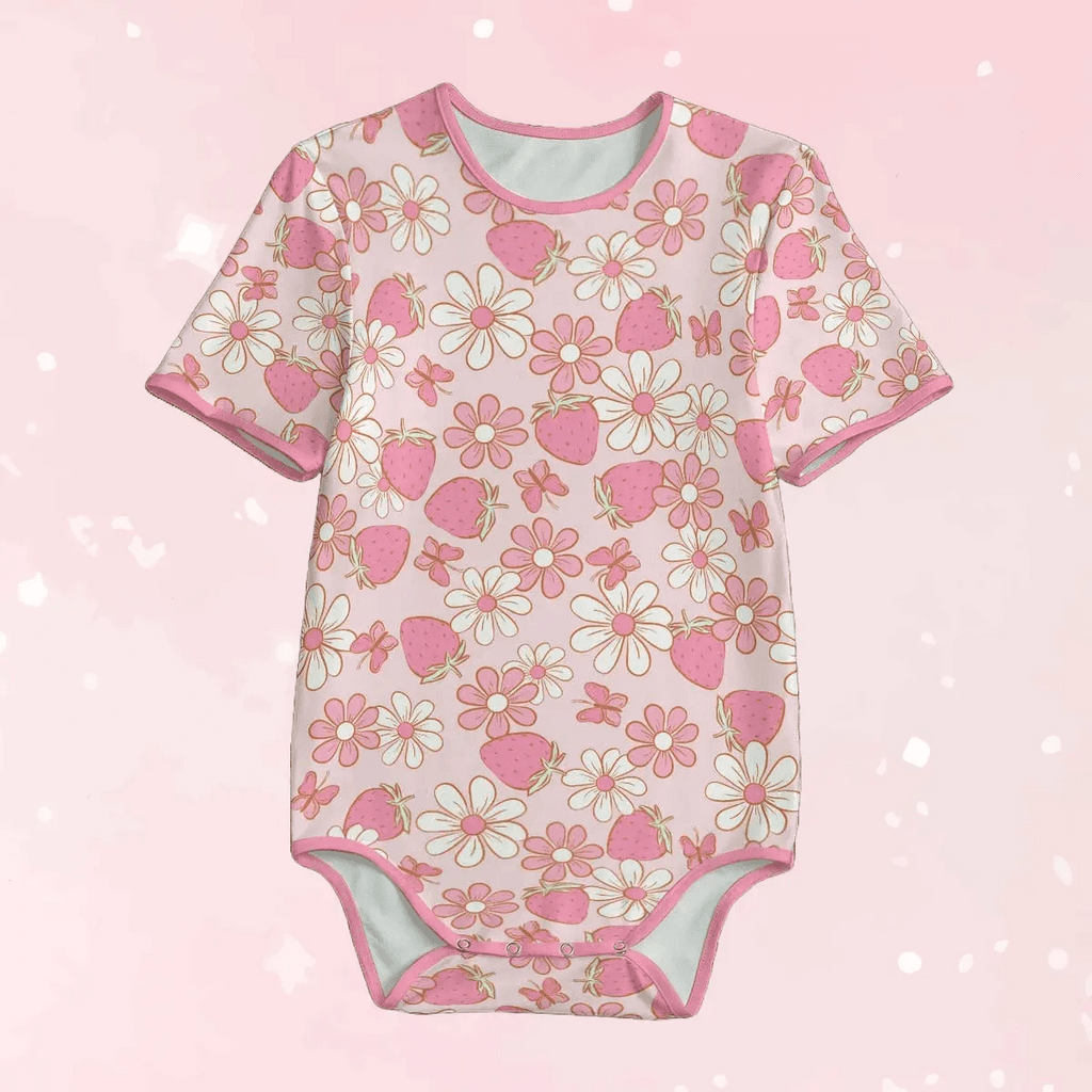 Strawberries & Daisies Adult Unisex SnappieSuit - Puppy's Aesthetics
