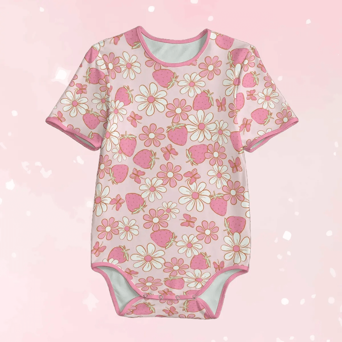 Strawberries & Daisies Adult Unisex SnappieSuit - Puppy's Aesthetics