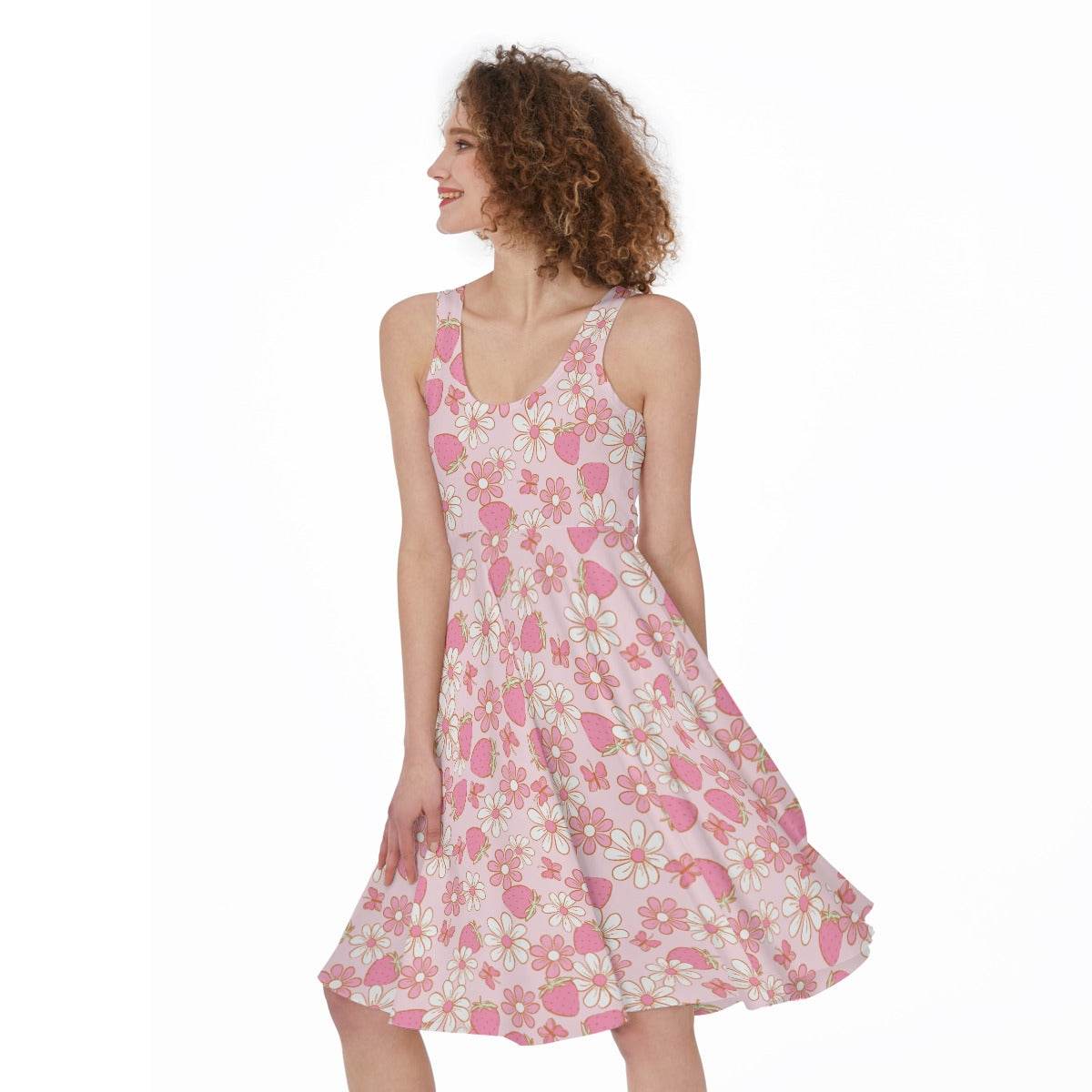 Strawberries & Daisies Skater Dress - Puppy's Aesthetics