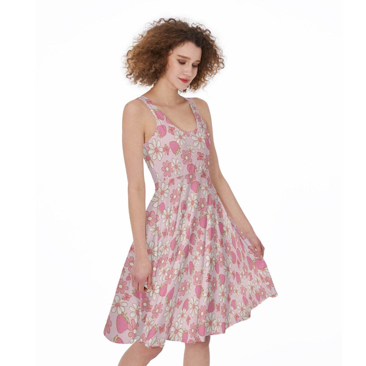 Strawberries & Daisies Skater Dress - Puppy's Aesthetics