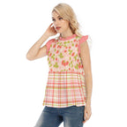 Strawberry Plaid Ruffle Blouse - Puppy's Aesthetics