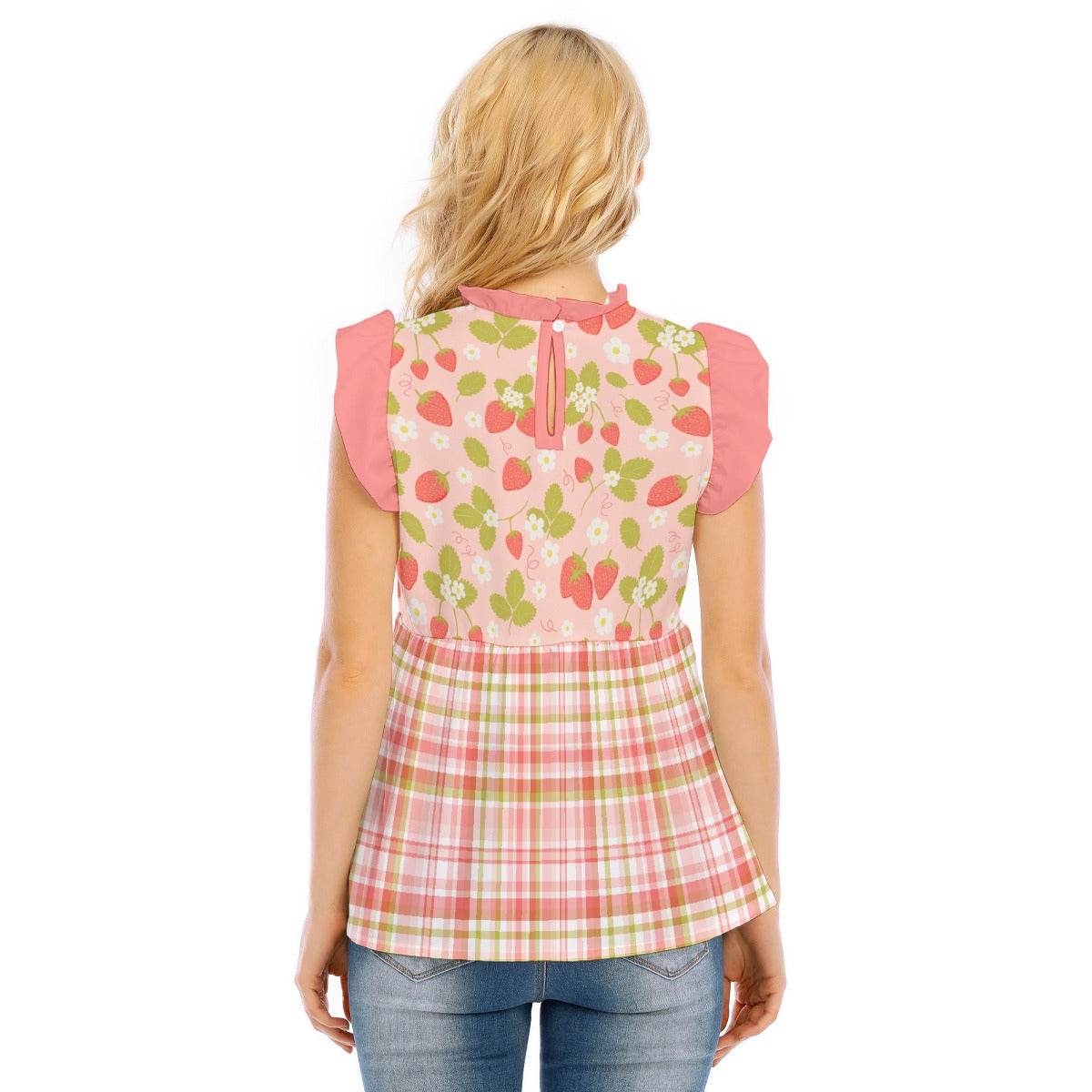 Strawberry Plaid Ruffle Blouse - Puppy's Aesthetics
