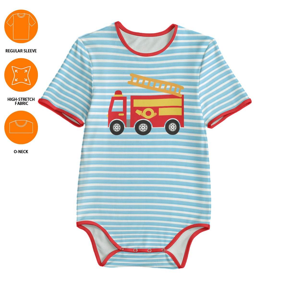 Striped Firetruck Adult Unisex SnappieSuit - Puppy's Aesthetics
