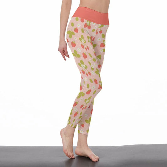 Sweet Strawberry High Waist Leggings - Puppy's Aesthetics