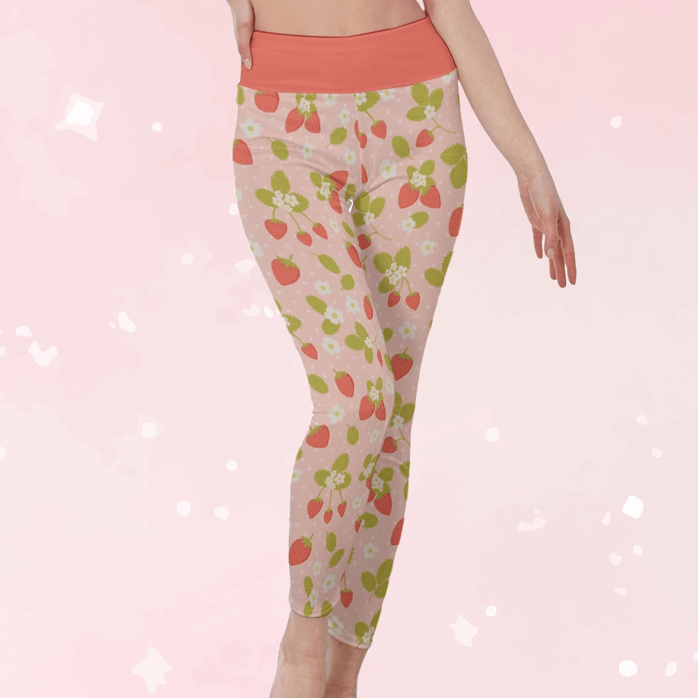Sweet Strawberry High Waist Leggings - Puppy's Aesthetics