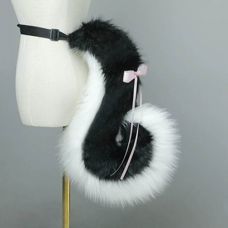 Cute Black Petplay Bows Ears & Tail Set (Also Sold Separately) - Puppy's Aesthetics