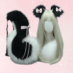 Cute Black Petplay Bows Ears & Tail Set (Also Sold Separately) - Puppy's Aesthetics