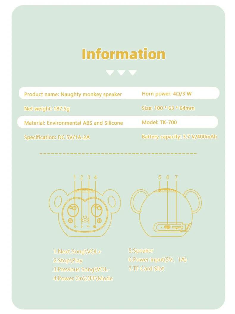 Moozic Piggy & Monkey Mini Pocket Bluetooth Speaker - Puppy's Aesthetics