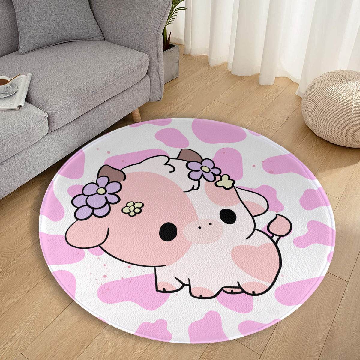 Kawaii Pink Cow Rug - Puppy's Aesthetics