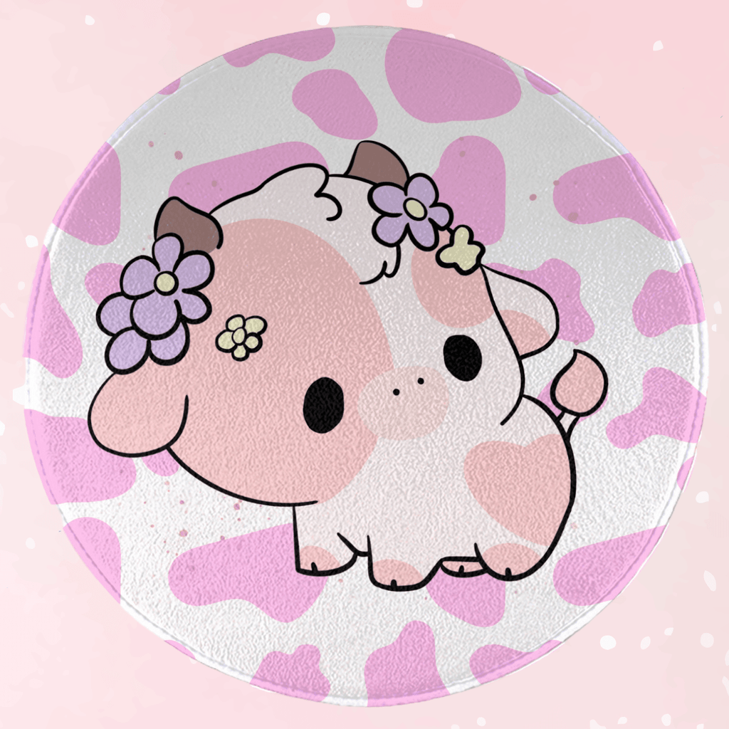 Kawaii Pink Cow Rug - Puppy's Aesthetics