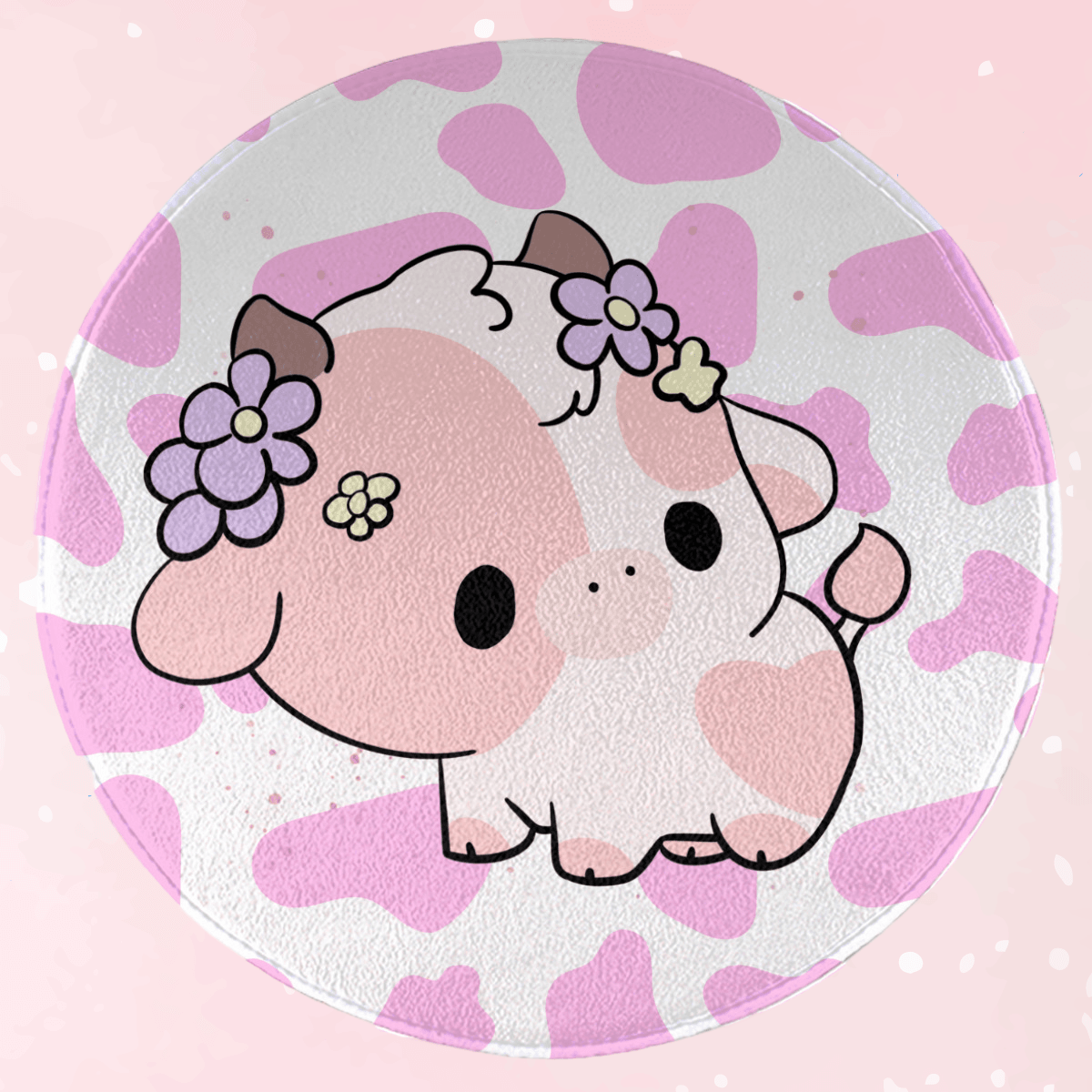 Kawaii Pink Cow Rug - Puppy's Aesthetics