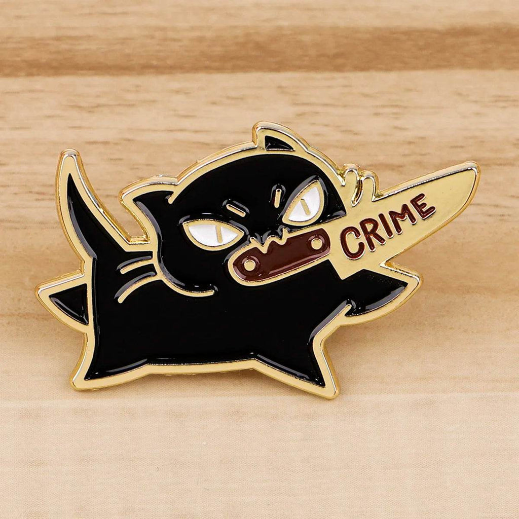 Black Cat Crime Enamel Pin - Puppy's Aesthetics