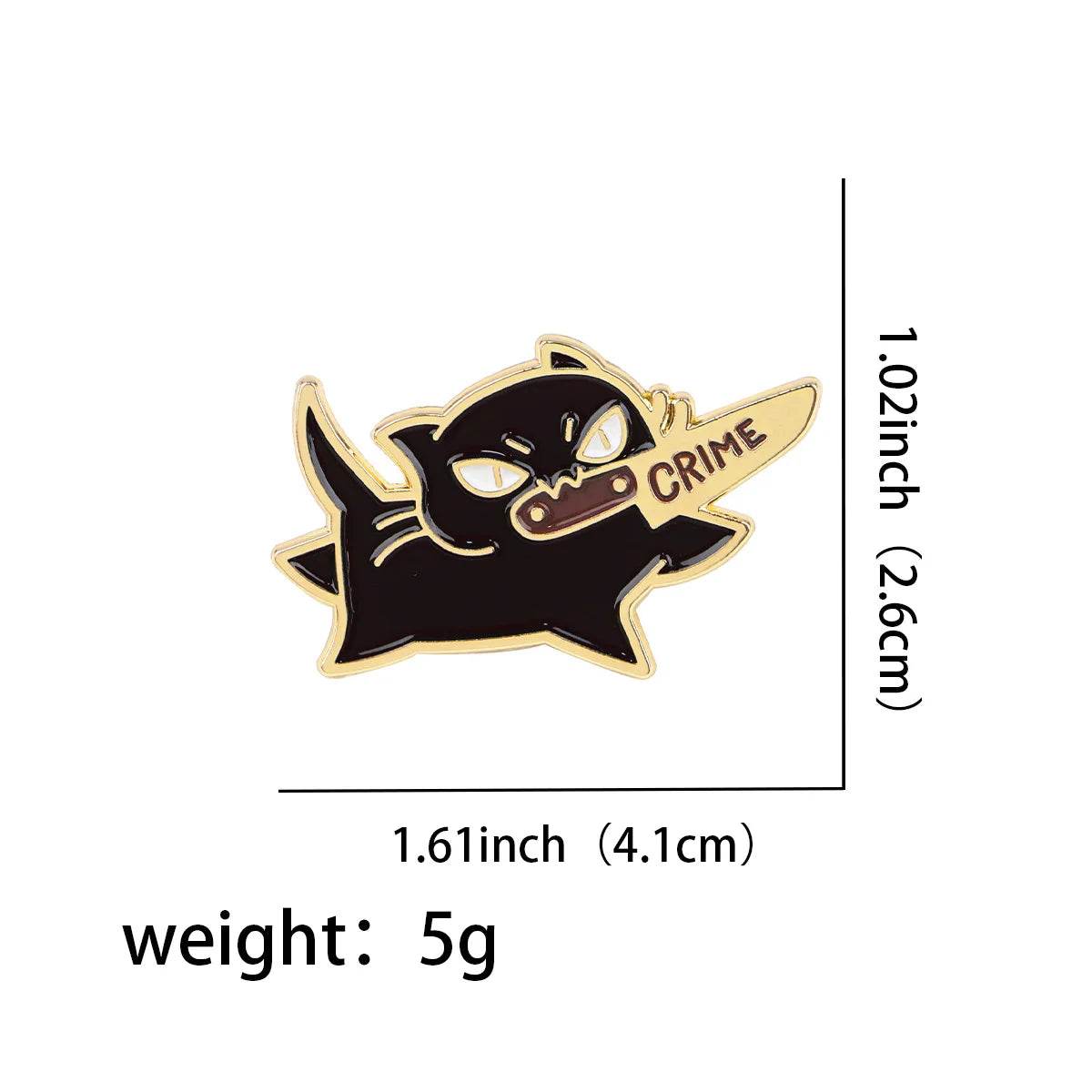 Black Cat Crime Enamel Pin - Puppy's Aesthetics