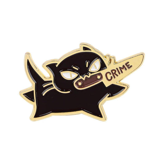 Cute Black Cat Crime Enamel Pin - Puppy's Aesthetics