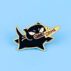 Black Cat Crime Enamel Pin - Puppy's Aesthetics