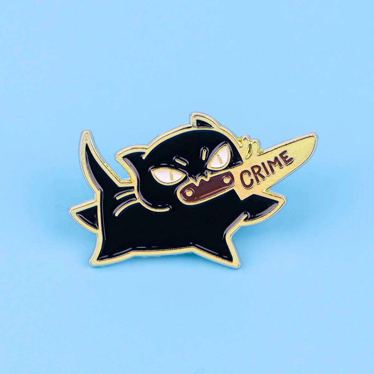 Black Cat Crime Enamel Pin - Puppy's Aesthetics