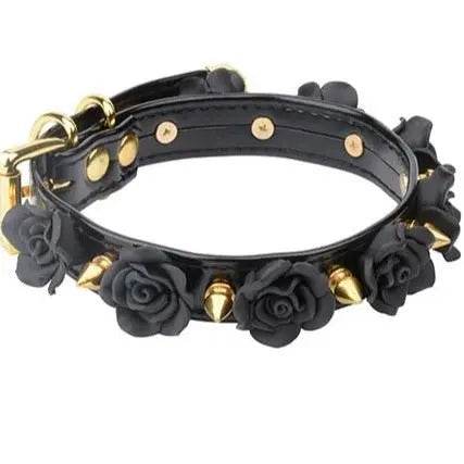 Black Rose Beautiful Spike Collar - Puppy's Aesthetics