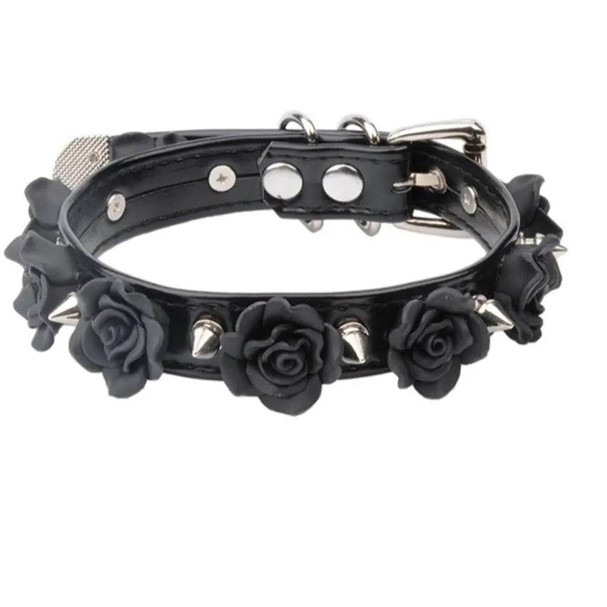 Black Rose Beautiful Spike Collar - Puppy's Aesthetics