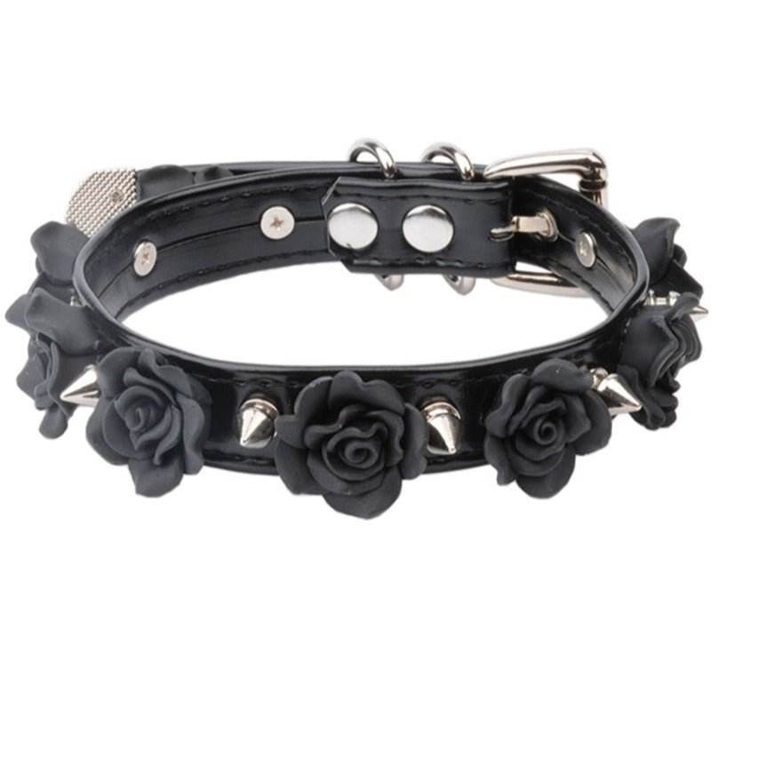 Black Rose Beautiful Spike Collar - Puppy's Aesthetics