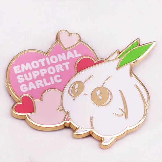 Emotional Support Garlic Enamel Pin - Puppy's Aesthetics