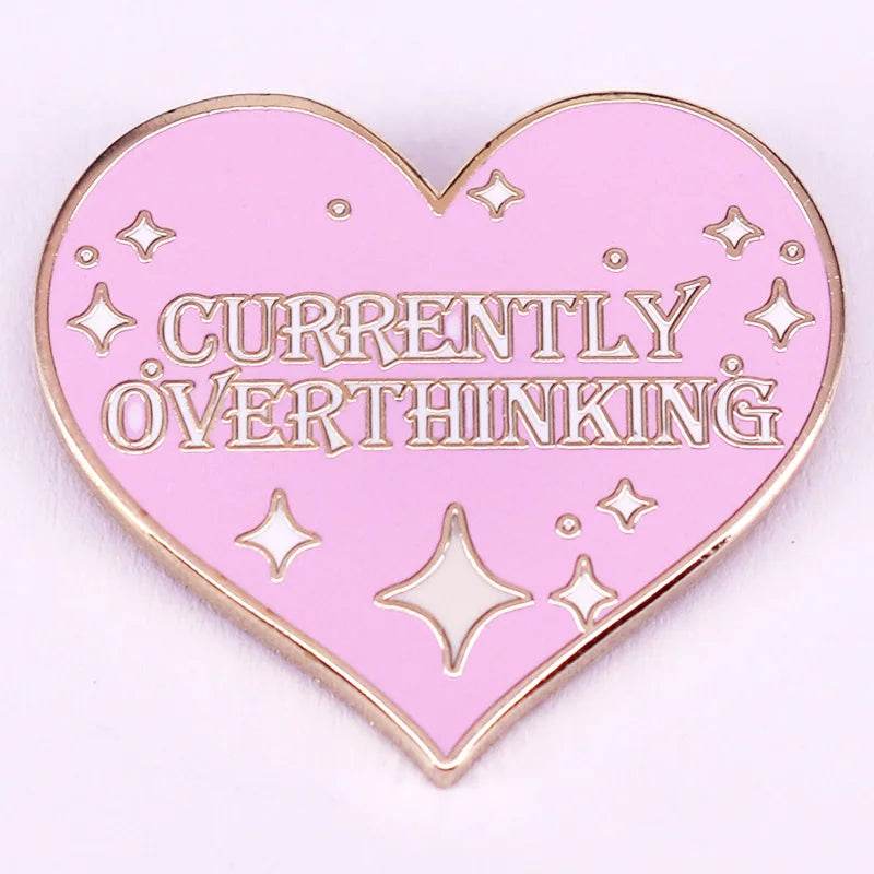 Currently Overthinking Glitter Heart Enamel Pin - Puppy's Aesthetics