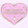 Currently Overthinking Glitter Heart Enamel Pin - Puppy's Aesthetics