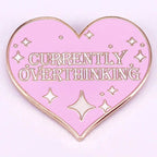 Currently Overthinking Glitter Heart Enamel Pin - Puppy's Aesthetics