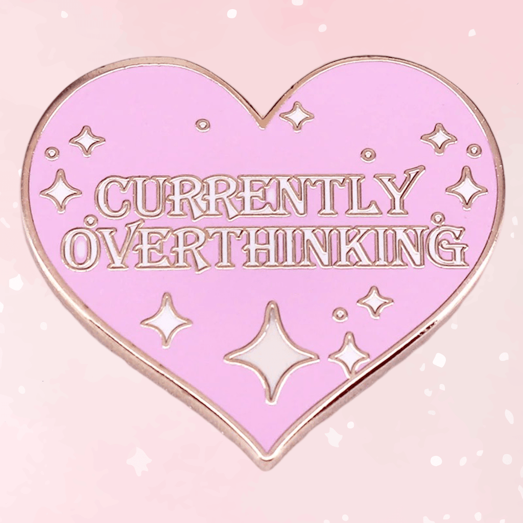 Currently Overthinking Glitter Heart Enamel Pin - Puppy's Aesthetics