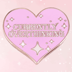 Currently Overthinking Glitter Heart Enamel Pin - Puppy's Aesthetics