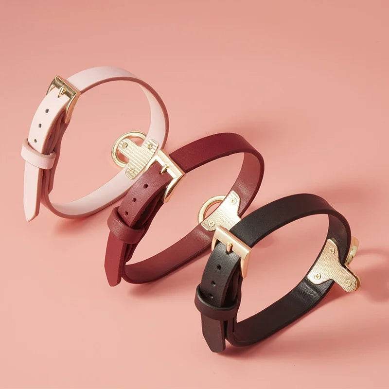 Luxury Leather Collar & Leash Set (Colors) - Puppy's Aesthetics