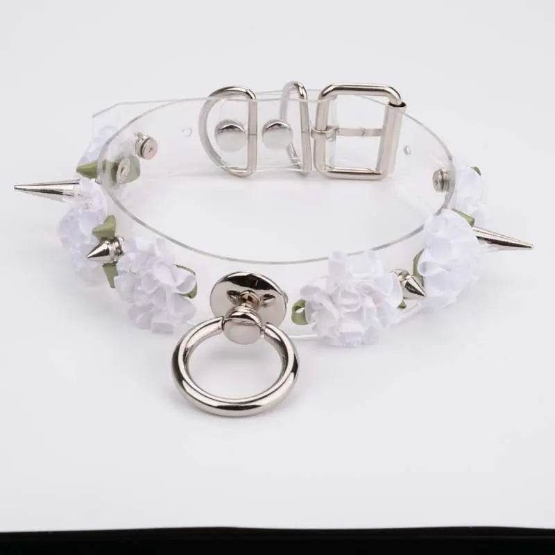Clear Spiked Pastel Flower Collar - Puppy's Aesthetics