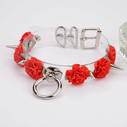 Clear Spiked Pastel Flower Collar - Puppy's Aesthetics
