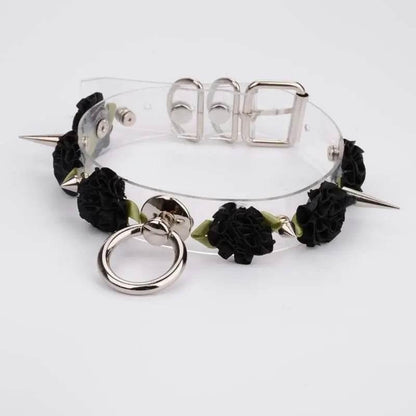 Clear Spiked Pastel Flower Collar - Puppy's Aesthetics