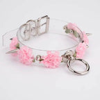 Clear Spiked Pastel Flower Collar - Puppy's Aesthetics