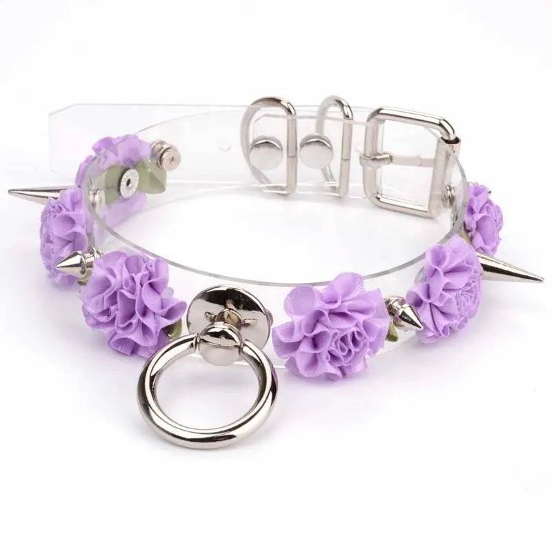 Clear Spiked Pastel Flower Collar - Puppy's Aesthetics