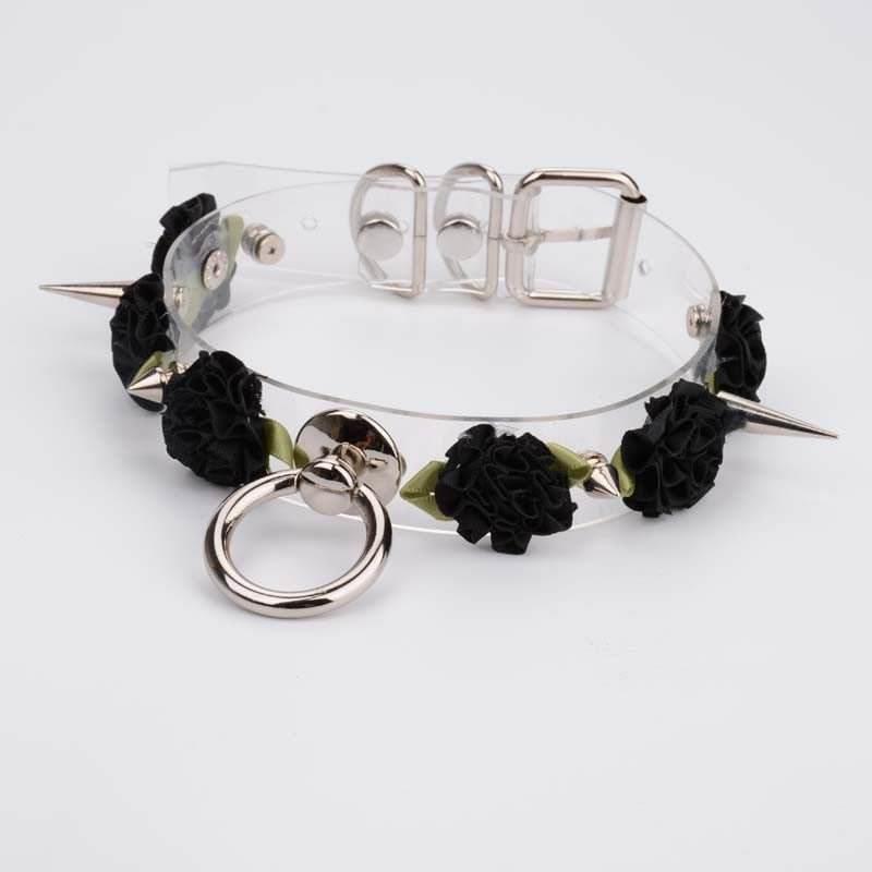 Clear Spiked Pastel Flower Collar - Puppy's Aesthetics