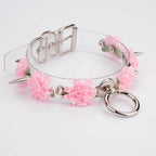 Clear Spiked Pastel Flower Collar - Puppy's Aesthetics
