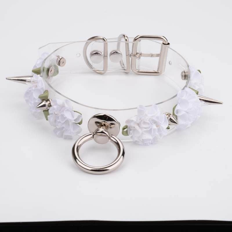 Clear Spiked Pastel Flower Collar - Puppy's Aesthetics
