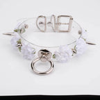 Clear Spiked Pastel Flower Collar - Puppy's Aesthetics