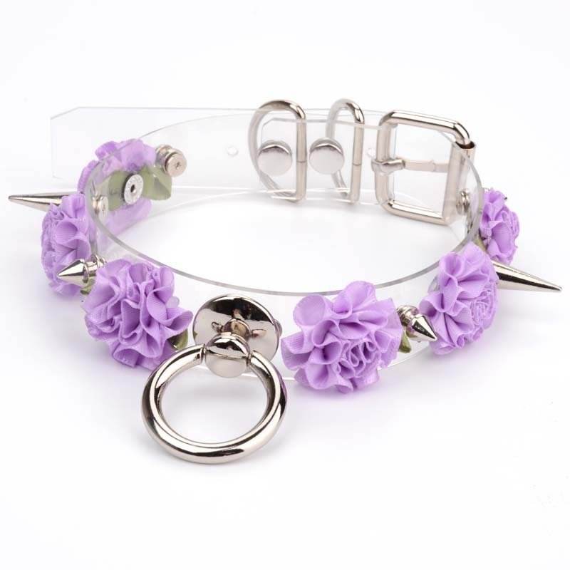 Clear Spiked Pastel Flower Collar - Puppy's Aesthetics