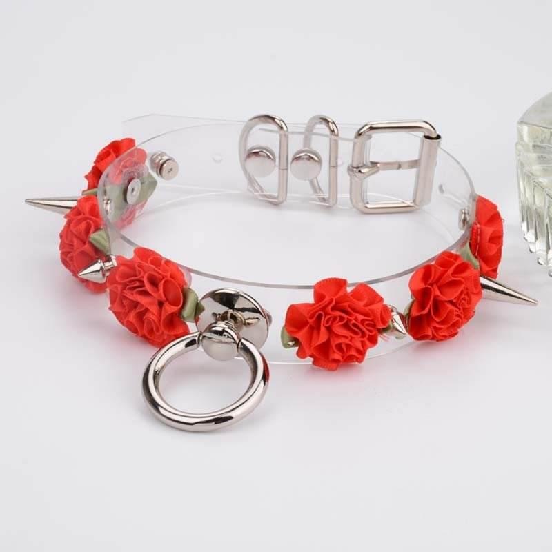 Clear Spiked Pastel Flower Collar - Puppy's Aesthetics