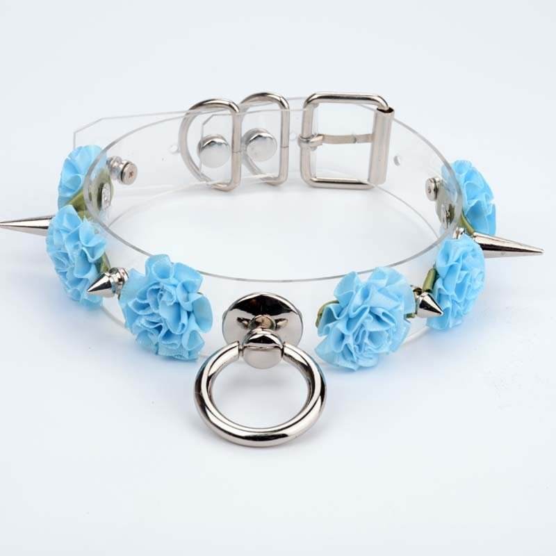 Clear Spiked Pastel Flower Collar - Puppy's Aesthetics