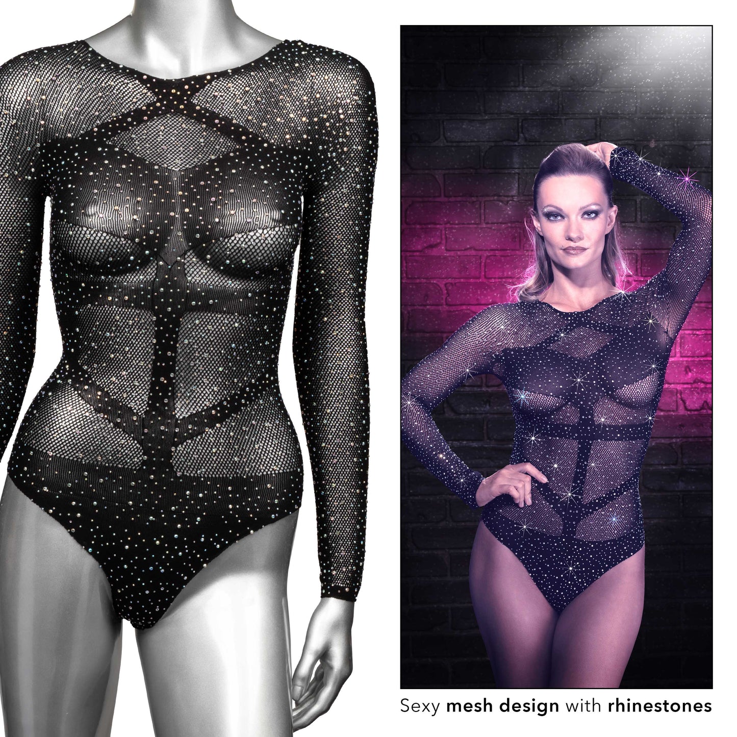 Radiance Long Sleeve Bodysuit - One Size - Black