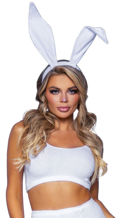 Bendable Velvet Bunny Rabbit Ears White
