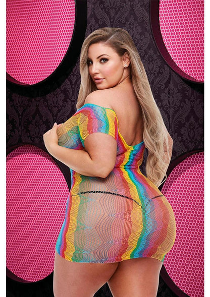 Rainbow Jacquard Mini Dress