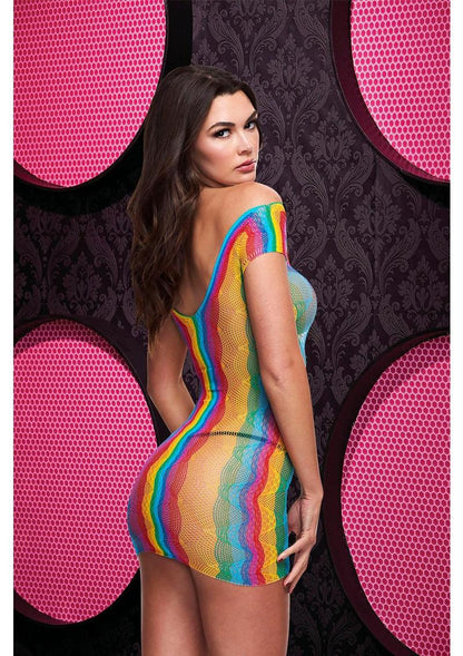 Rainbow Jacquard Mini Dress