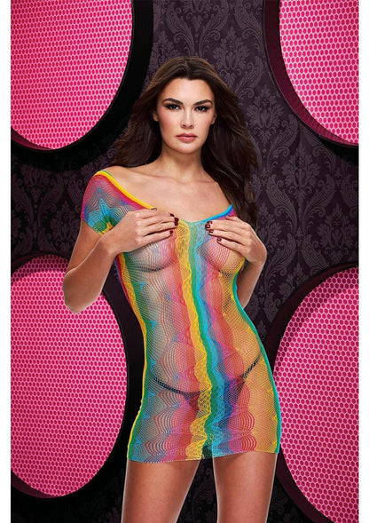 Rainbow Jacquard Mini Dress