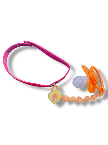 Adult Pacifier Dino Chewable Strap Collar