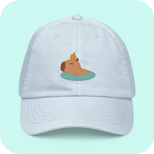 Happy Cappy Cap Cute Capybara Embroidered Pastel baseball hat